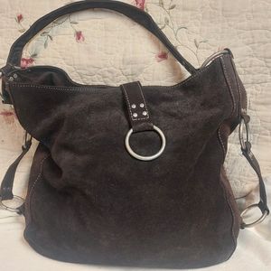 Old Navy Dark Brown Suede Leather Shoulder Bag